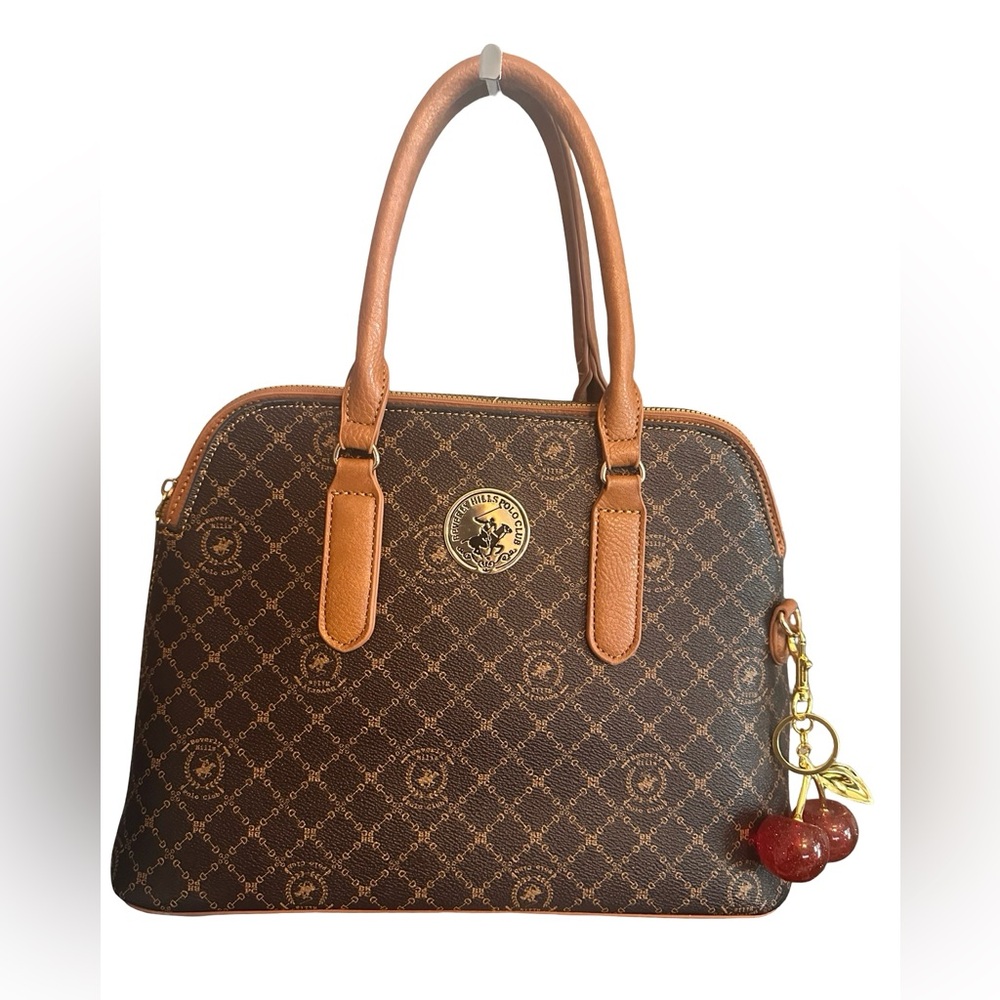 Beverly Hills Polo Club Monogram Dome Satchel free cherry charm
